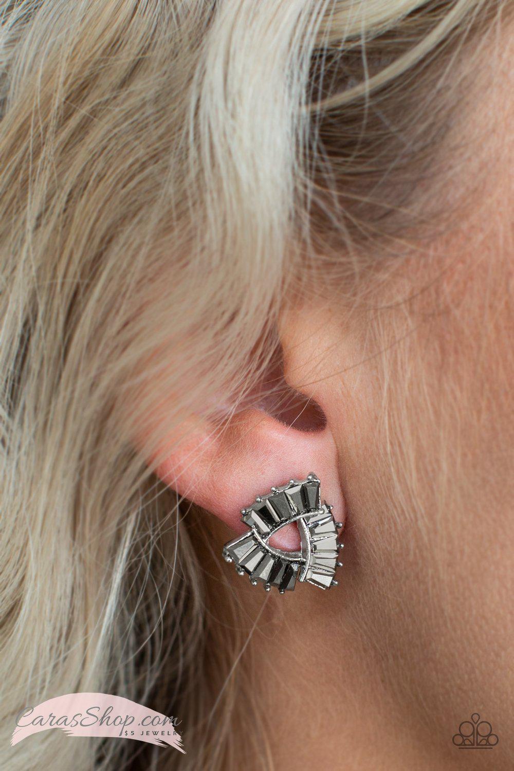 Renegade Shimmer - Silver Post Earrings - Paparazzi Accessories- lightbox - CarasShop.com - Paparazzi Jewelry by Cara Jewels