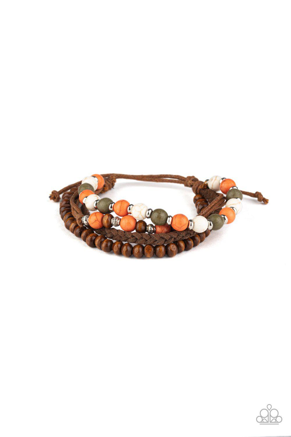 Renewable Energy Multi - White, Green and Orange Stone Urban Knot Bracelet - Paparazzi Accessories- on model - CarasShop.com - Paparazzi Jewelry by Cara Jewels