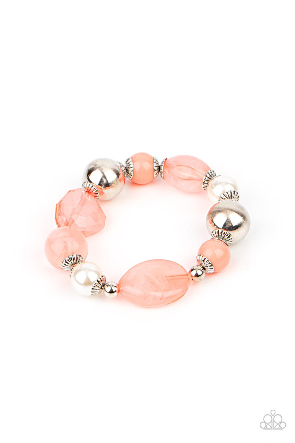 Resort Ritz Coral Orange Bracelet - Paparazzi Accessories- lightbox - CarasShop.com - Paparazzi Jewelry by Cara Jewels