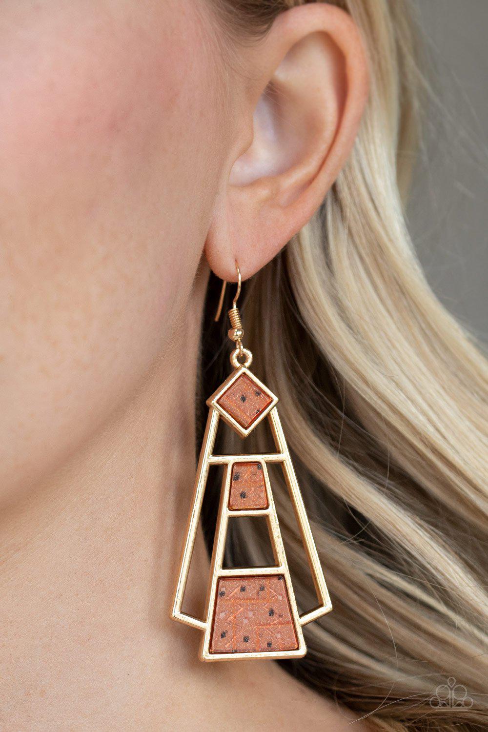 Retro Minimalist Brown Earrings - Paparazzi Accessories- lightbox - CarasShop.com - Paparazzi Jewelry by Cara Jewels
