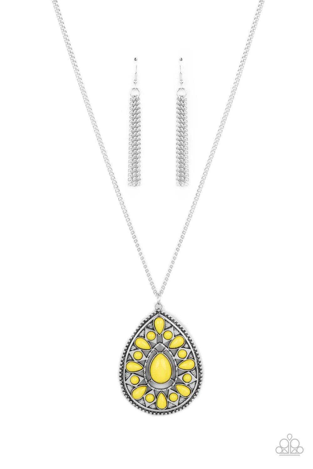 Retro Prairies Yellow Necklace - Paparazzi Accessories- lightbox - CarasShop.com - Paparazzi Jewelry by Cara Jewels