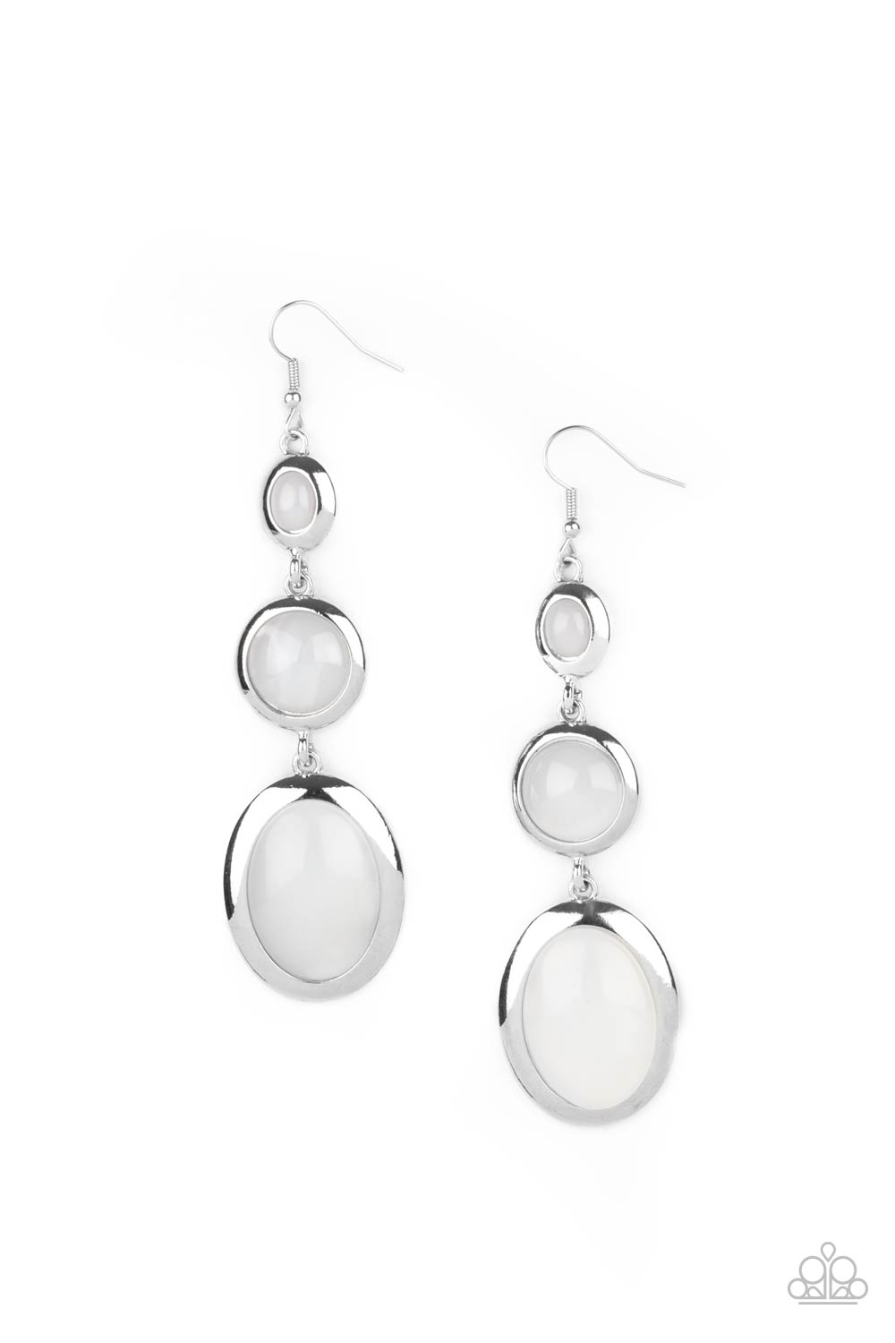 Retro Reality Cloudy White Earrings - Paparazzi Accessories- lightbox - CarasShop.com - Paparazzi Jewelry by Cara Jewels