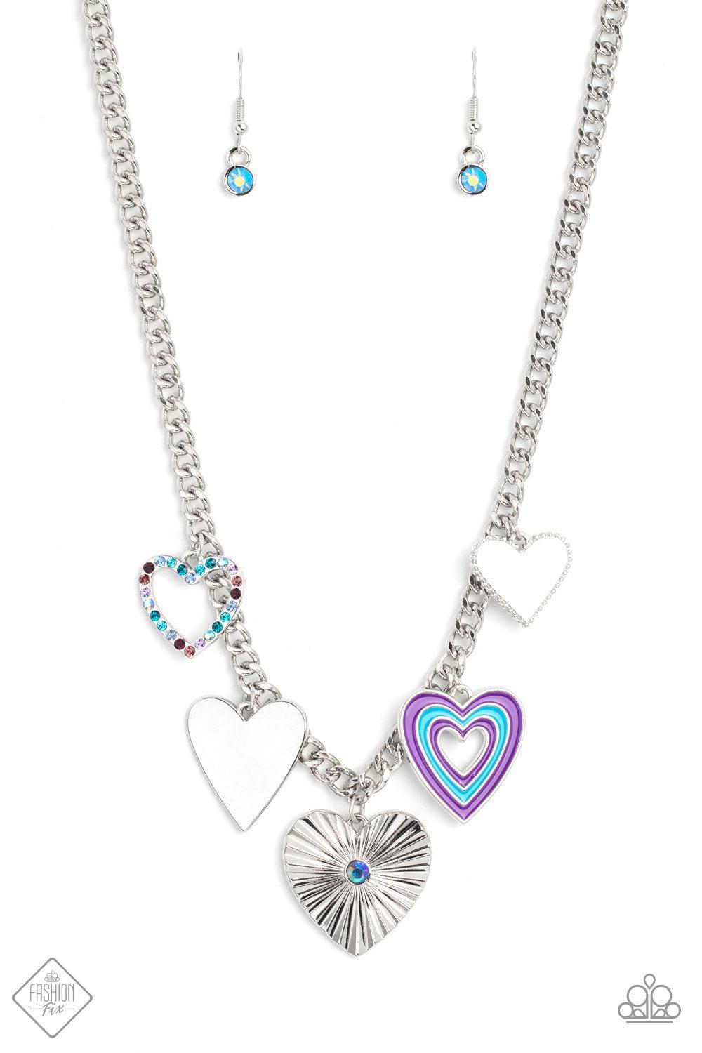 Retro Rhapsody Multi Heart Necklace - Paparazzi Accessories- lightbox - CarasShop.com - Paparazzi Jewelry by Cara Jewels