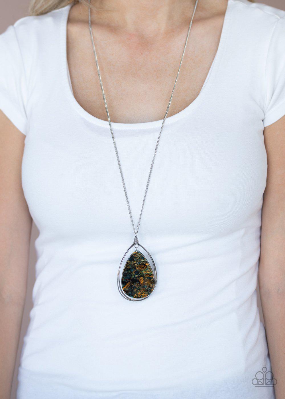 Retrograde Radiance Multi Iridescent Watercolor Acrylic Pendant Necklace - Paparazzi Accessories- on model - CarasShop.com - Paparazzi Jewelry by Cara Jewels