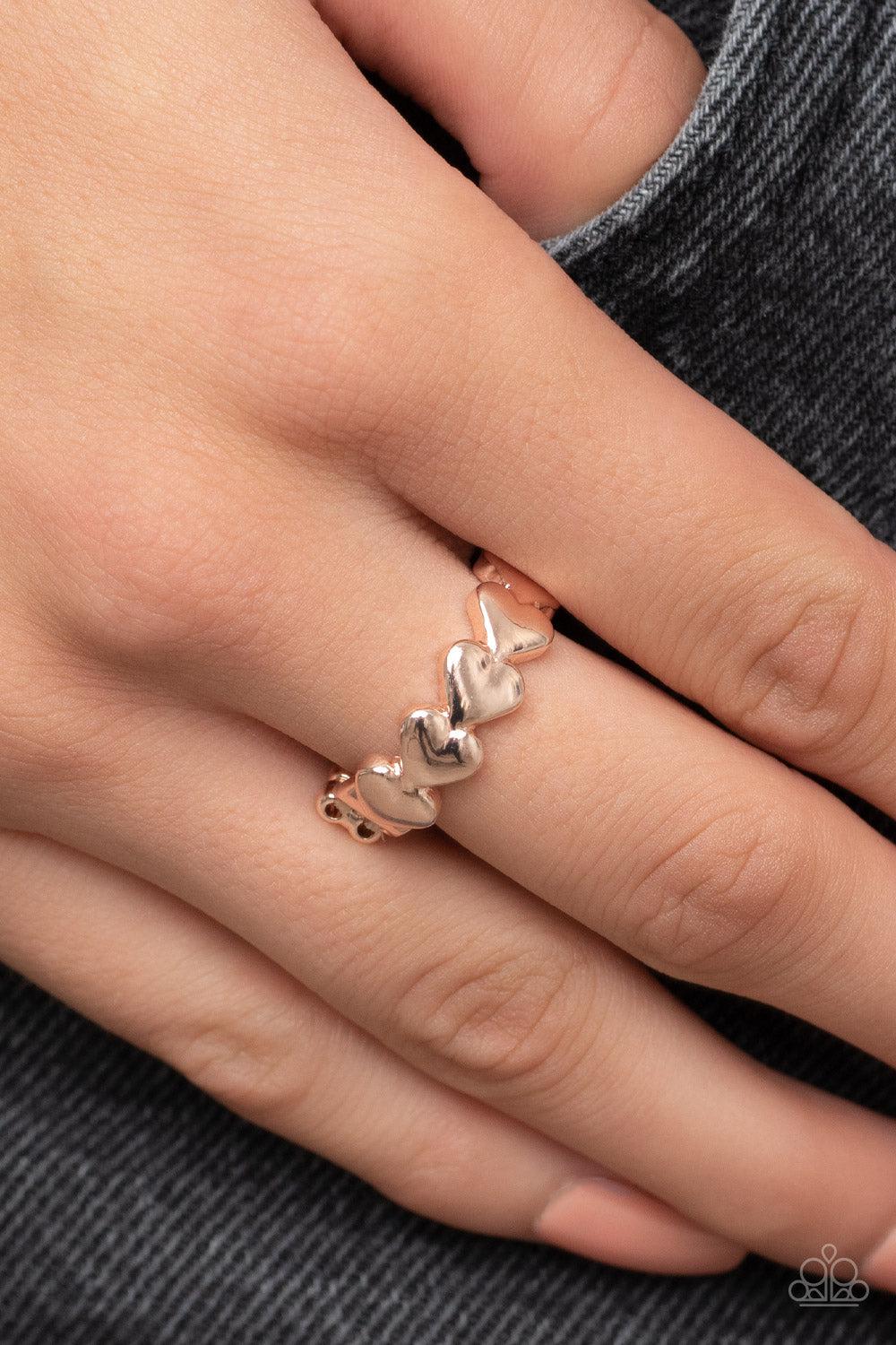 Rhythm of Love Rose Gold Ring - Paparazzi Accessories- lightbox - CarasShop.com - Paparazzi Jewelry by Cara Jewels