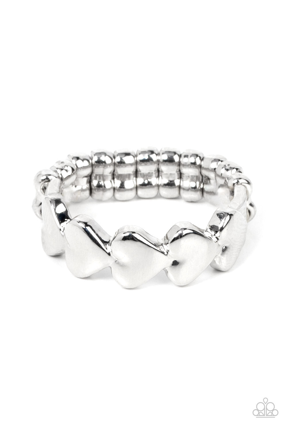 Rhythm of Love Silver Heart Ring - Paparazzi Accessories- lightbox - CarasShop.com - Paparazzi Jewelry by Cara Jewels