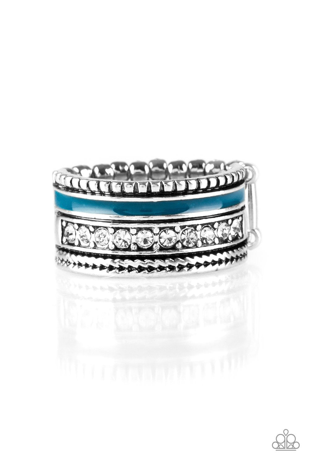 Rich Rogue Blue and Silver Ring - Paparazzi Accessories- lightbox - CarasShop.com - Paparazzi Jewelry by Cara Jewels