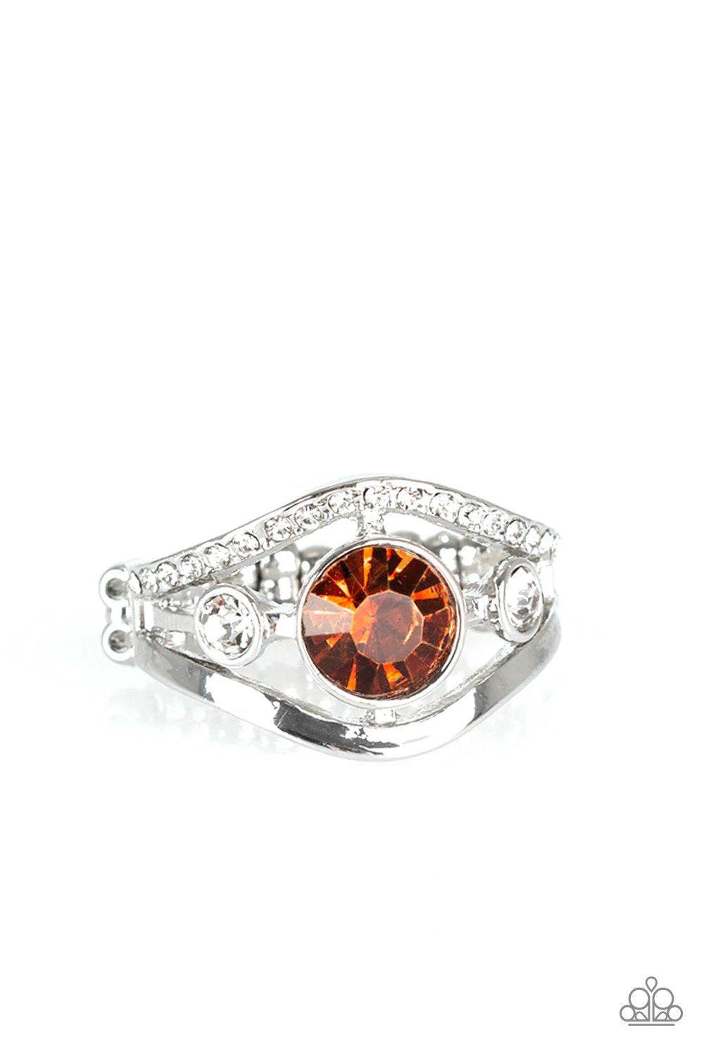 Rich With Richness Brown Rhinestone Ring - Paparazzi Accessories- lightbox - CarasShop.com - Paparazzi Jewelry by Cara Jewels