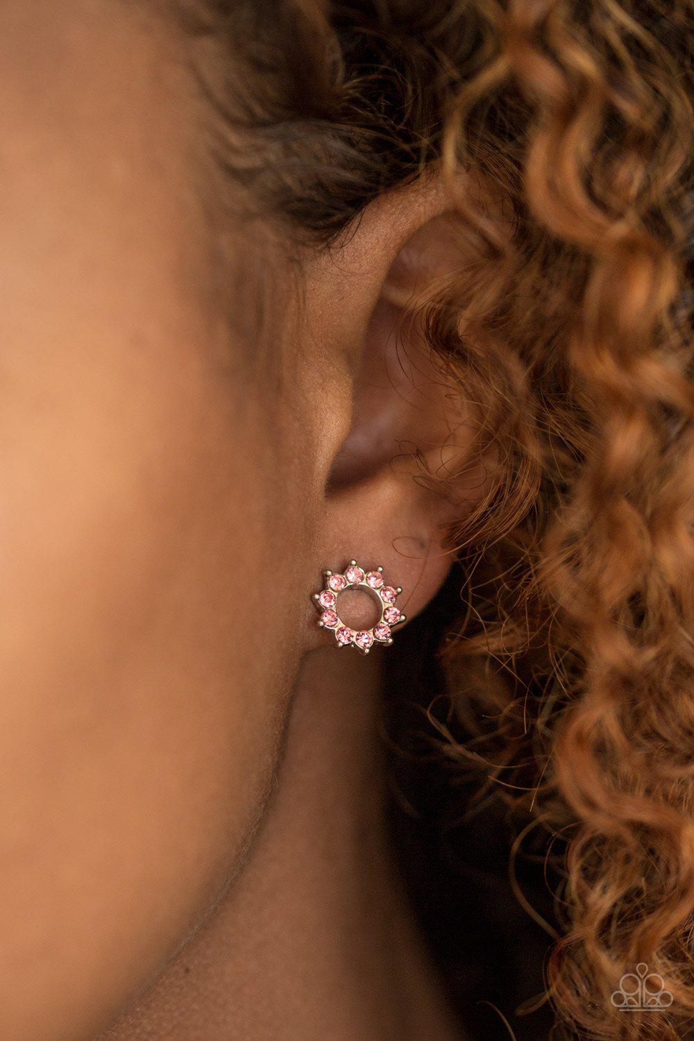 Richly Resplendent Pink Gem Post Earring - Paparazzi Accessories- lightbox - CarasShop.com - Paparazzi Jewelry by Cara Jewels
