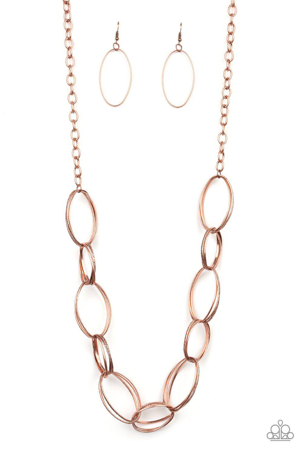 Ring Bling Copper Necklace - Paparazzi Accessories- lightbox - CarasShop.com - Paparazzi Jewelry by Cara Jewels