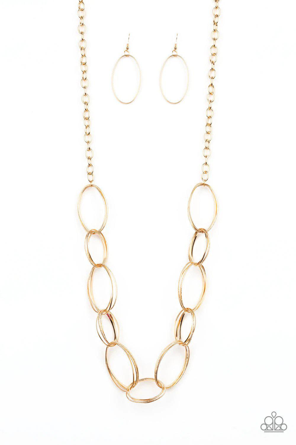 Ring Bling Gold Necklace - Paparazzi Accessories- lightbox - CarasShop.com - Paparazzi Jewelry by Cara Jewels