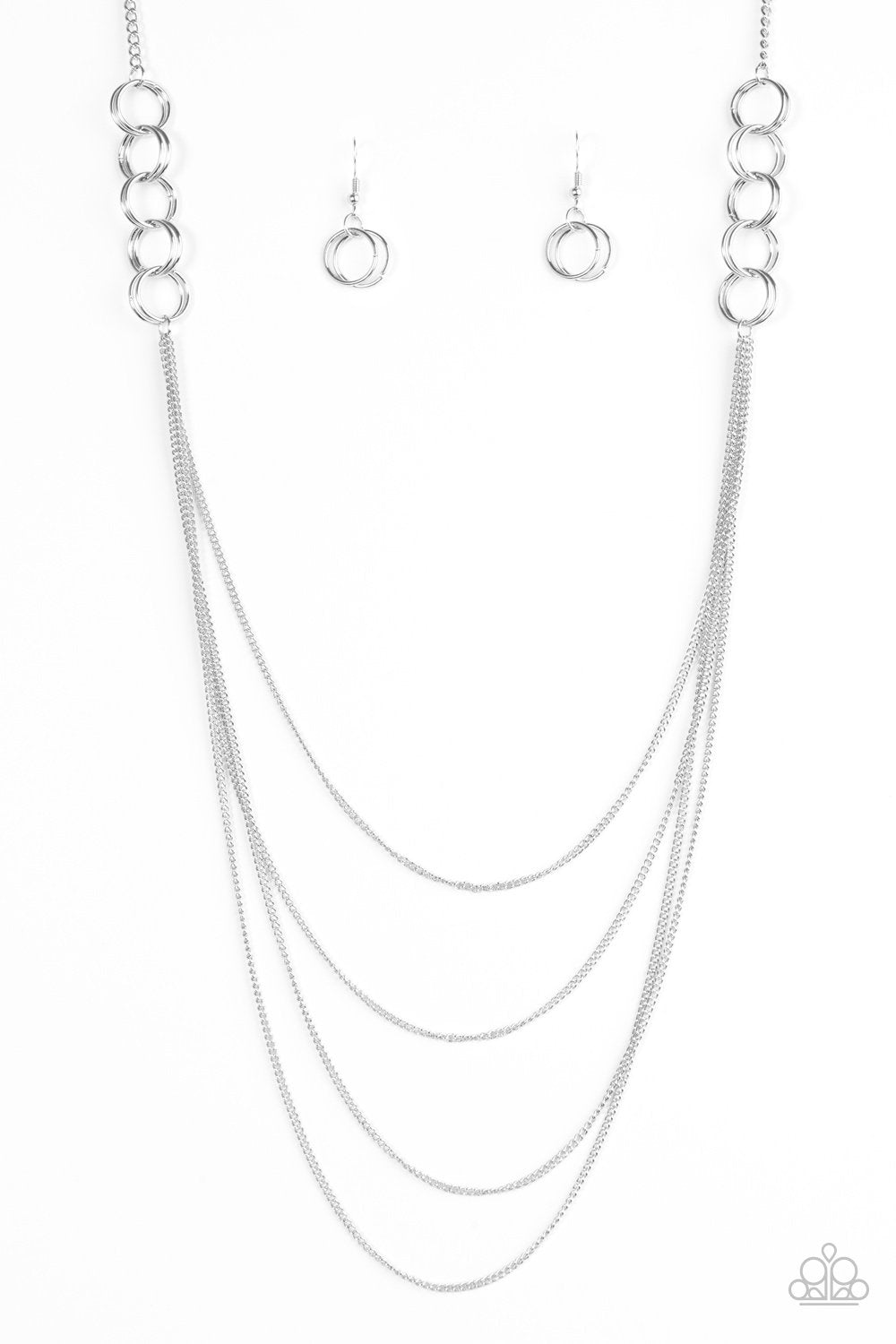 Ring It On Silver Necklace - Paparazzi Accessories- lightbox - CarasShop.com - Paparazzi Jewelry by Cara Jewels