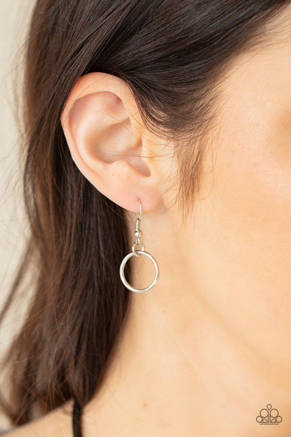 RING to Reason Black and Silver Necklace - Paparazzi Accessories - free matching earrings -CarasShop.com - Paparazzi Jewelry by Cara Jewels