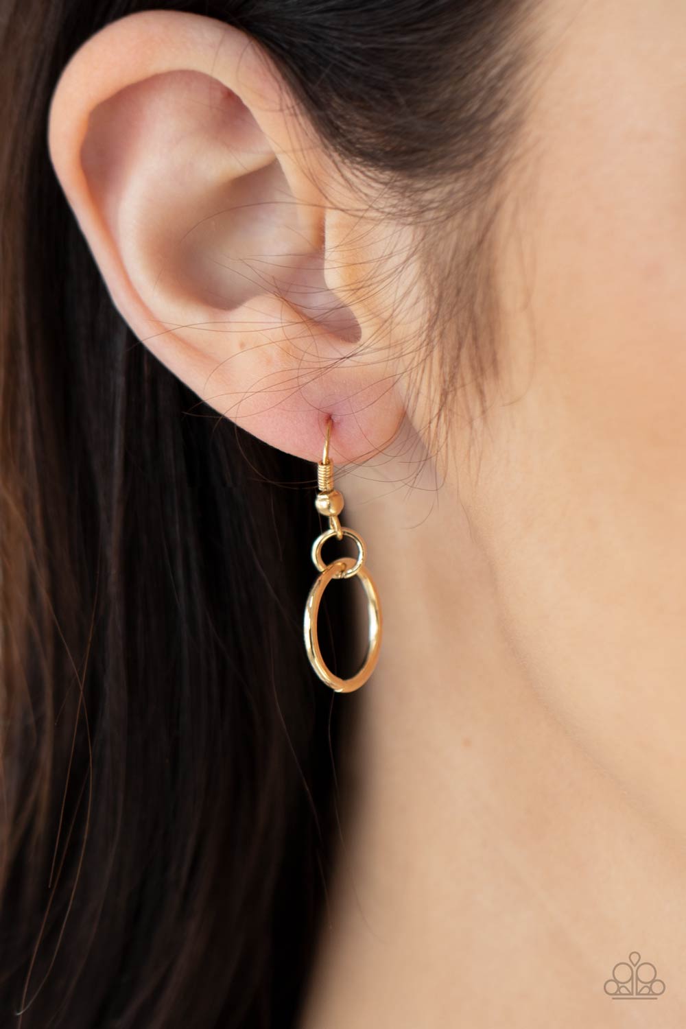 RING to Reason Gold and Black Necklace - Paparazzi Accessories - free matching earrings -CarasShop.com - Paparazzi Jewelry by Cara Jewels