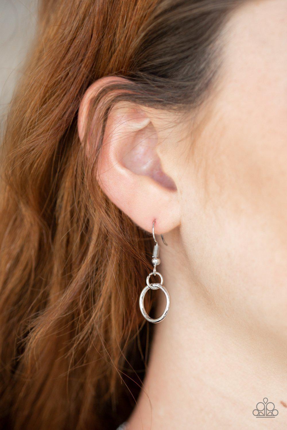 Ringing Off The Hook Silver Necklace - Paparazzi Accessories - free matching earrings -CarasShop.com - Paparazzi Jewelry by Cara Jewels