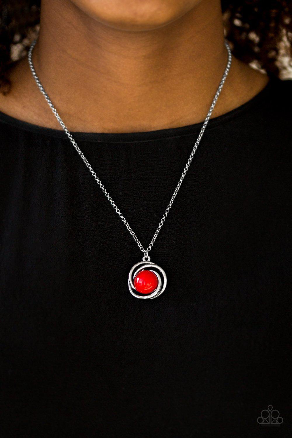 Ripple Effect Red and Silver Necklace - Paparazzi Accessories- lightbox - CarasShop.com - Paparazzi Jewelry by Cara Jewels