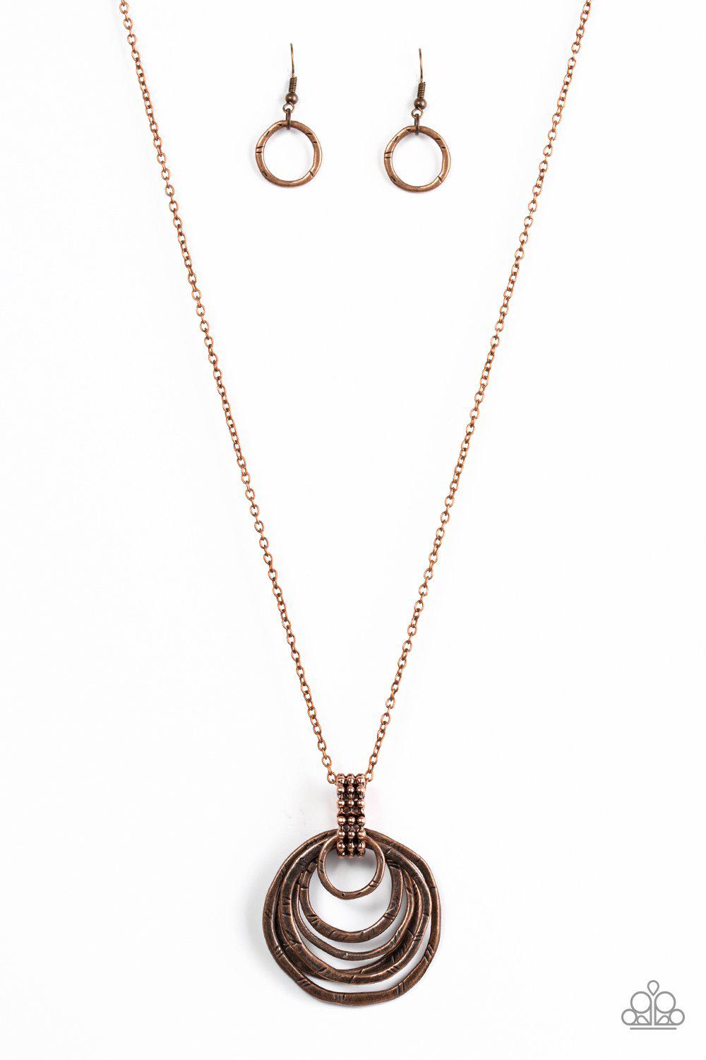Rippling Relic Copper Necklace - Paparazzi Accessories - free matching earrings -CarasShop.com - Paparazzi Jewelry by Cara Jewels