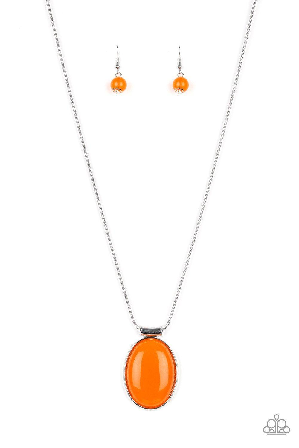 Rising Stardom Orange Necklace - Paparazzi Accessories - free matching earrings -CarasShop.com - Paparazzi Jewelry by Cara Jewels