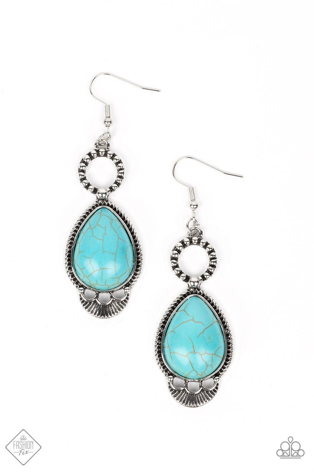 River Cruzin Turquoise Blue Stone Earrings - Paparazzi Accessories- lightbox - CarasShop.com - Paparazzi Jewelry by Cara Jewels