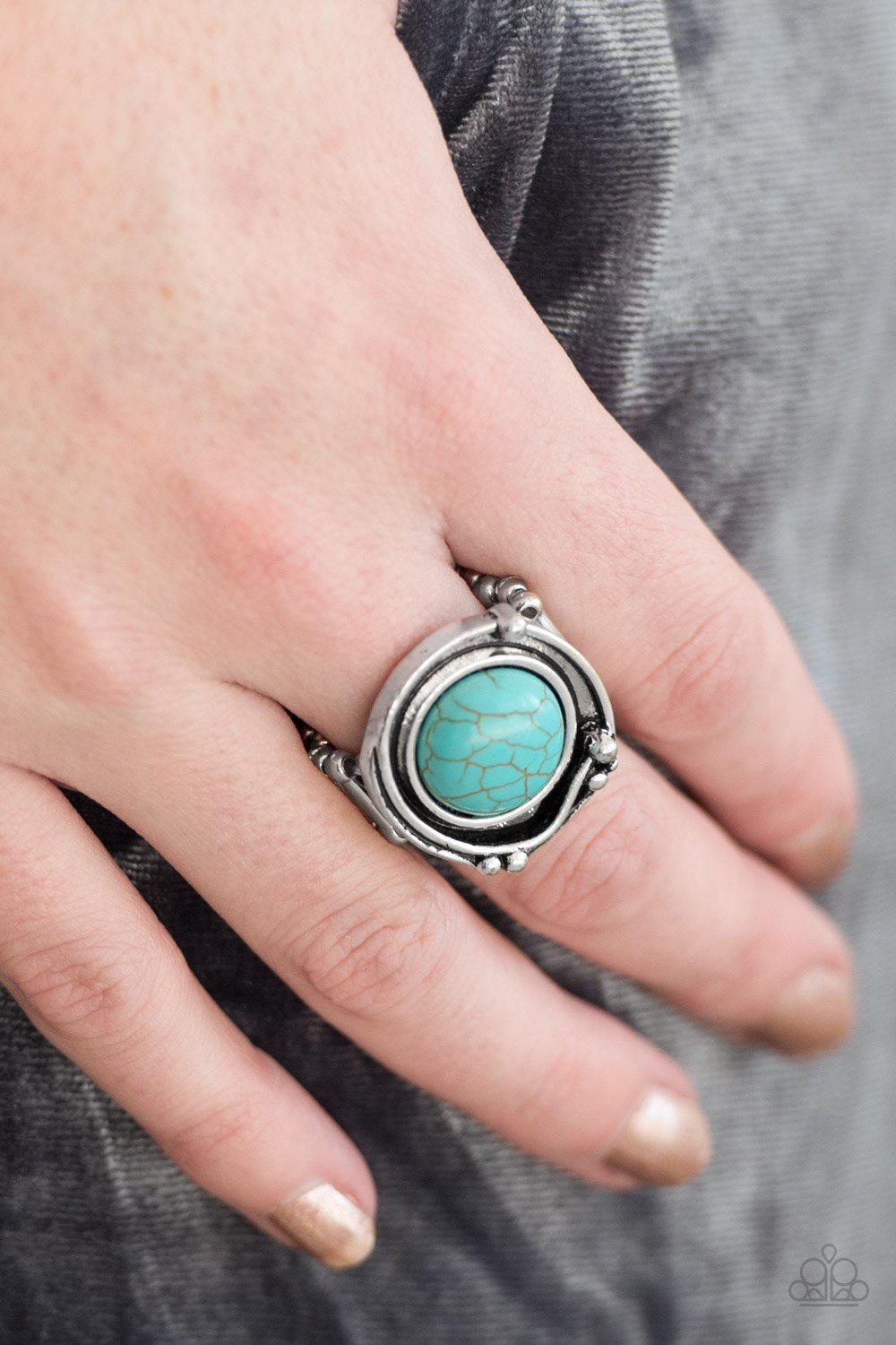 River Roamer Turquoise Blue Stone Ring - Paparazzi Accessories- lightbox - CarasShop.com - Paparazzi Jewelry by Cara Jewels
