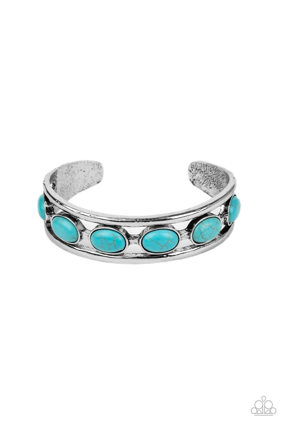 River Rock Canyons Turquoise Blue Cuff Bracelet - Paparazzi Accessories- lightbox - CarasShop.com - Paparazzi Jewelry by Cara Jewels
