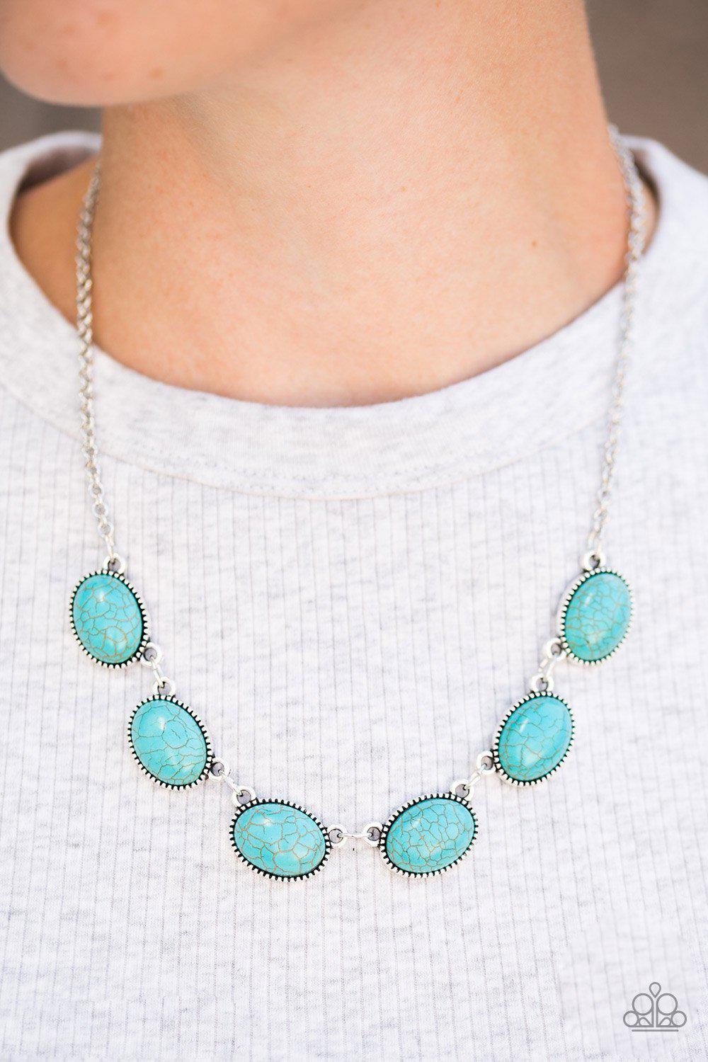 River Song Blue Turquoise Stone Necklace and matching Earrings - Paparazzi Accessories- lightbox - CarasShop.com - Paparazzi Jewelry by Cara Jewels