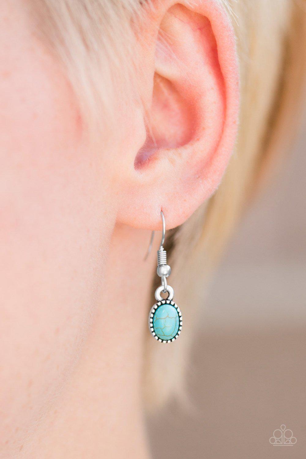 River Song Blue Turquoise Stone Necklace and matching Earrings - Paparazzi Accessories- on model - CarasShop.com - Paparazzi Jewelry by Cara Jewels