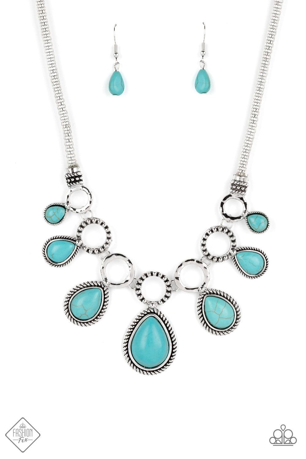 Riverside Relic Turquoise Blue Stone Necklace - Paparazzi Accessories- lightbox - CarasShop.com - Paparazzi Jewelry by Cara Jewels