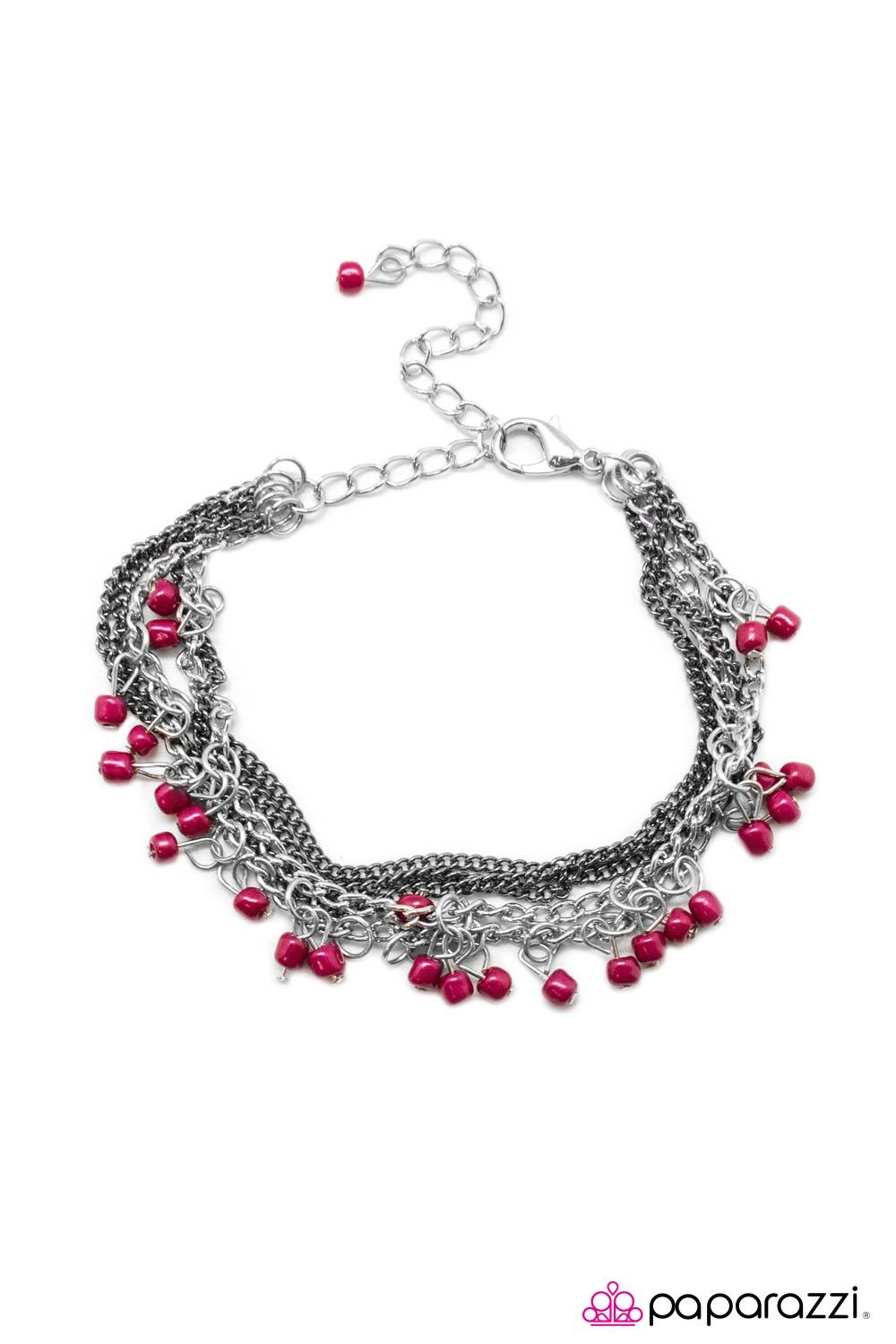 Road Trip Red and Silver Chain Bracelet - Paparazzi Accessories- lightbox - CarasShop.com - Paparazzi Jewelry by Cara Jewels