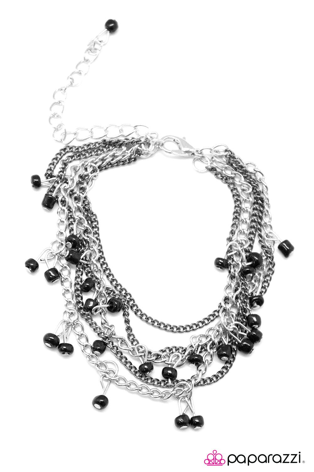 Road Trip Silver, Gunmetal and Black Bracelet - Paparazzi Accessories- on model - CarasShop.com - Paparazzi Jewelry by Cara Jewels