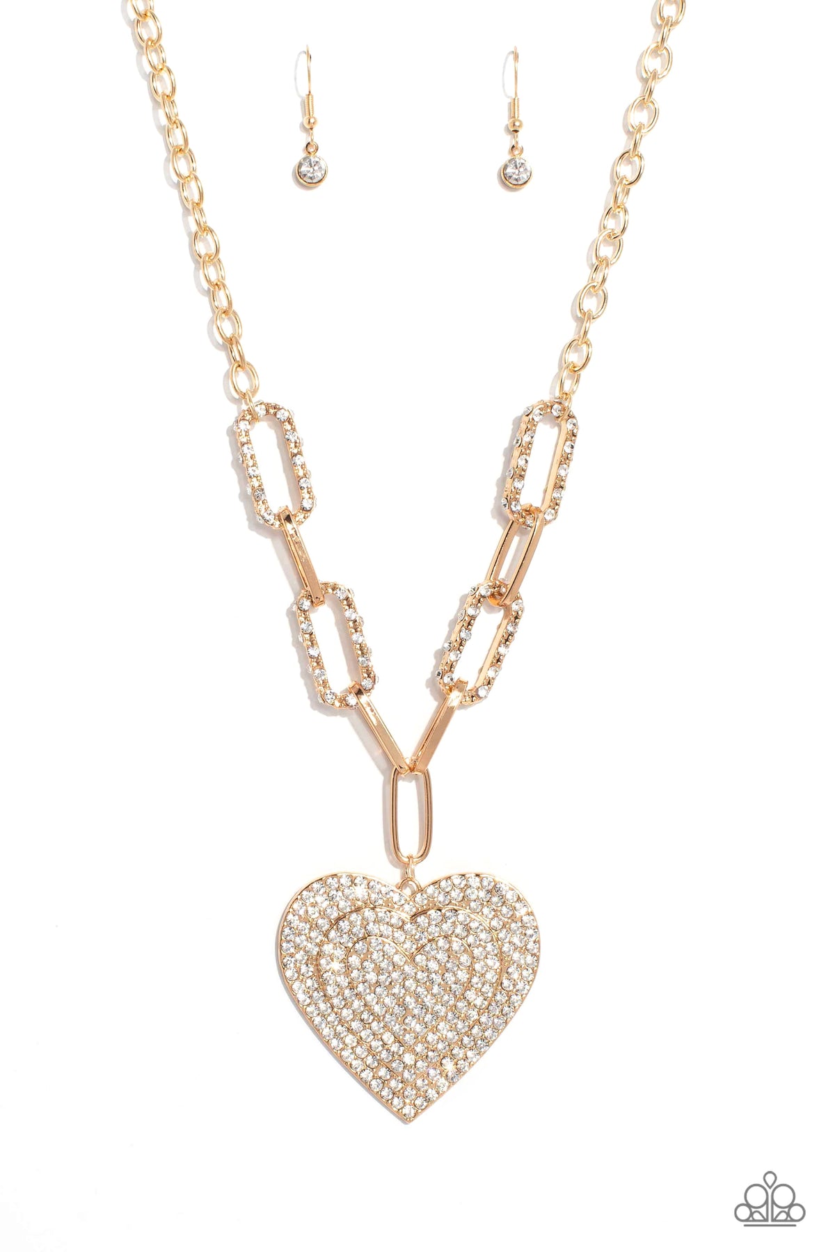 Roadside Romance Gold Heart Necklace - Paparazzi Accessories- lightbox - CarasShop.com - Paparazzi Jewelry by Cara Jewels