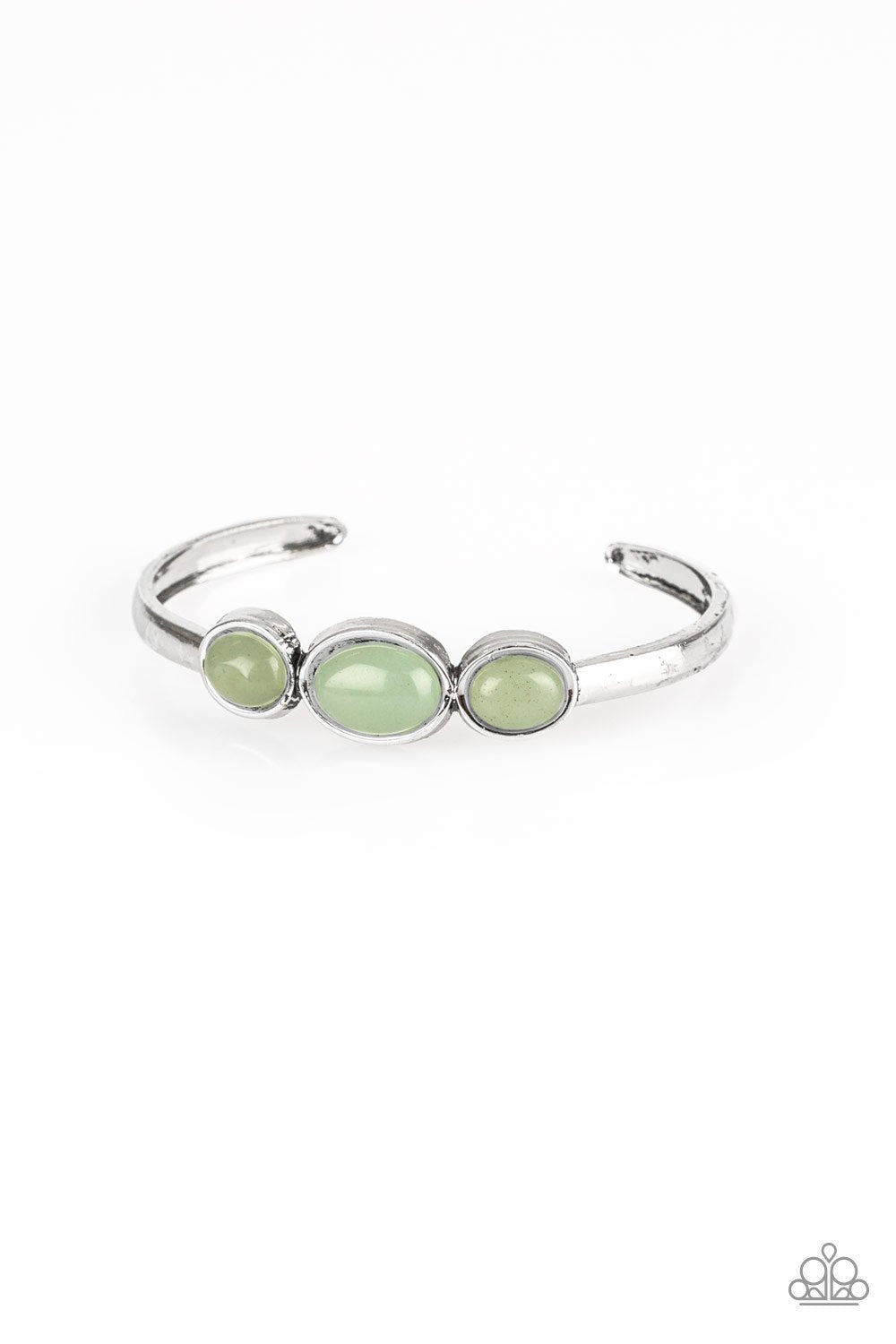 ROAM Rules Green Moonstone Cuff Bracelet - Paparazzi Accessories- lightbox - CarasShop.com - Paparazzi Jewelry by Cara Jewels