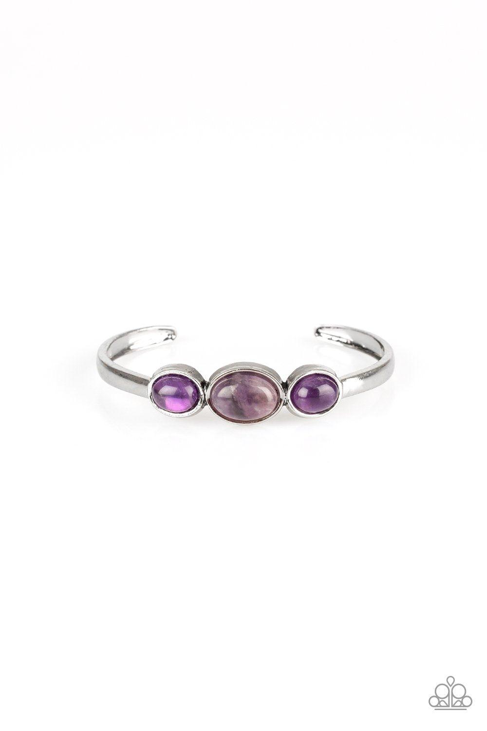 ROAM Rules Purple Stone Cuff Bracelet - Paparazzi Accessories- on model - CarasShop.com - Paparazzi Jewelry by Cara Jewels