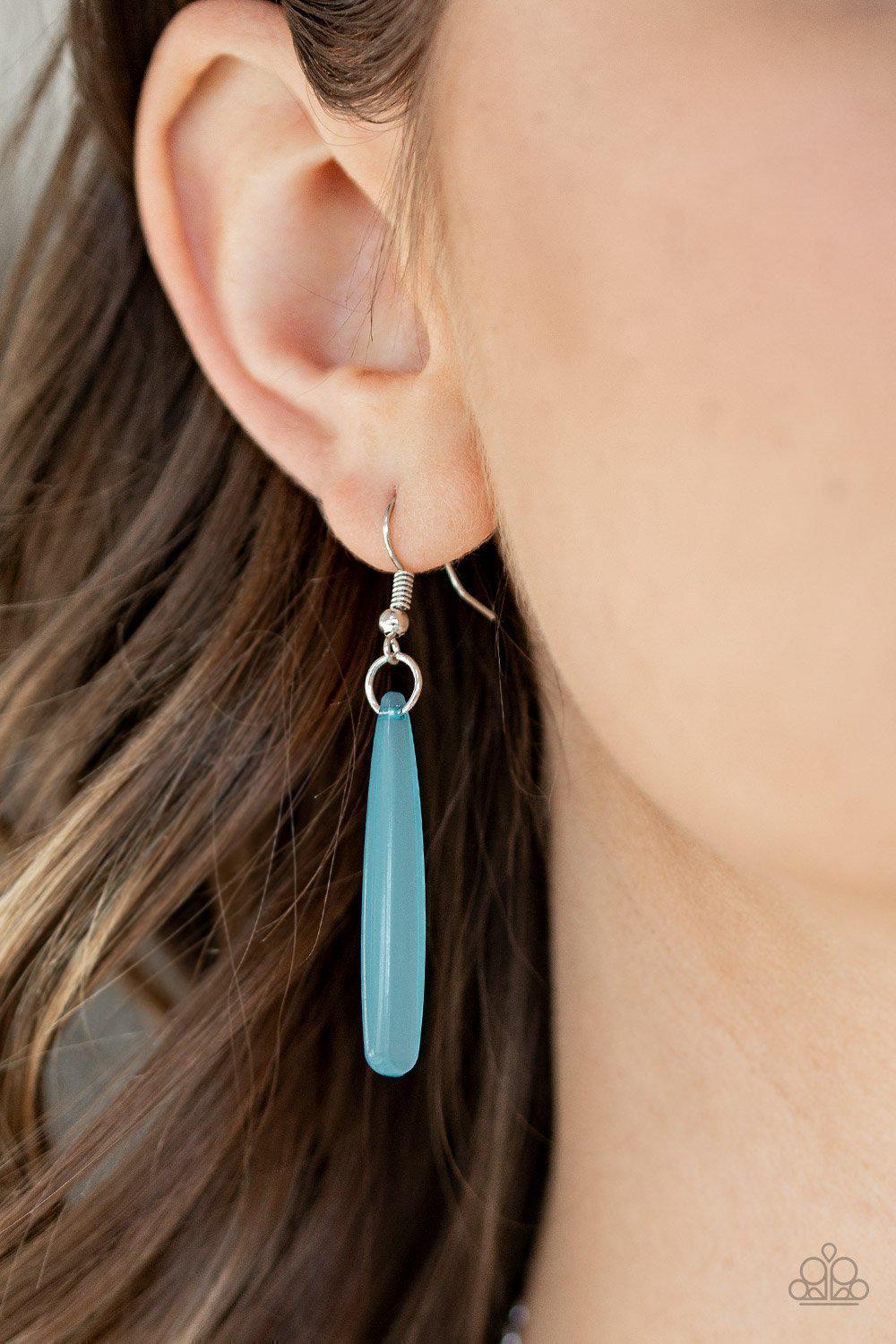 Roaring Riviera Blue and Silver Fringe Necklace - Paparazzi Accessories- on model - CarasShop.com - Paparazzi Jewelry by Cara Jewels
