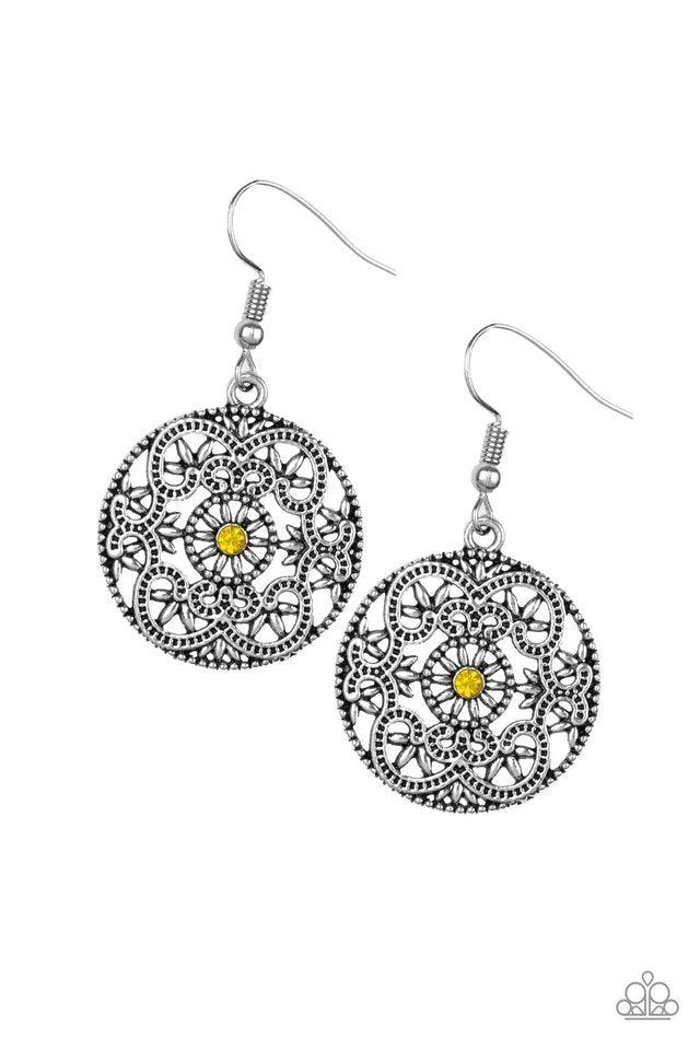 Rochester Royale Yellow Earrings - Paparazzi Accessories- lightbox - CarasShop.com - Paparazzi Jewelry by Cara Jewels