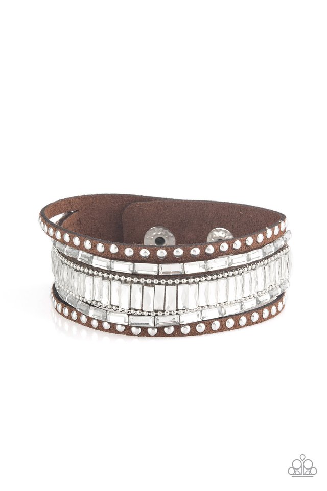 Rock Star Rocker Brown Wrap Snap Bracelet - Paparazzi Accessories- lightbox - CarasShop.com - Paparazzi Jewelry by Cara Jewels