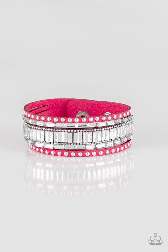 Rock Star Rocker Pink Bracelet - Paparazzi Accessories- lightbox - CarasShop.com - Paparazzi Jewelry by Cara Jewels