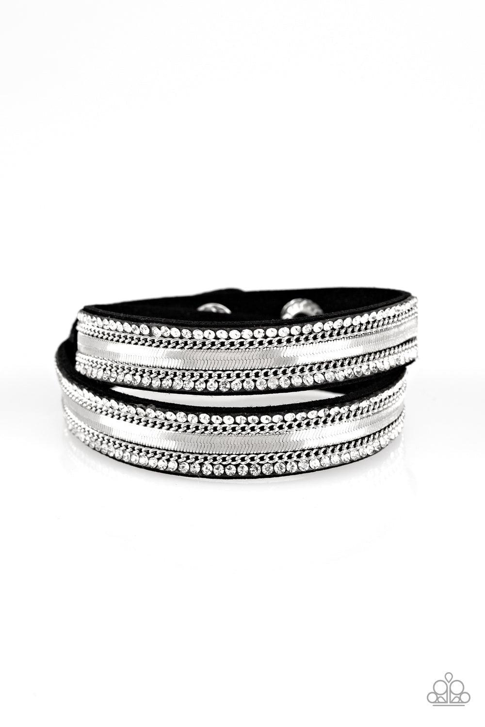 Rocker Rivalry Black Double-wrap Bracelet - Paparazzi Accessories- lightbox - CarasShop.com - Paparazzi Jewelry by Cara Jewels