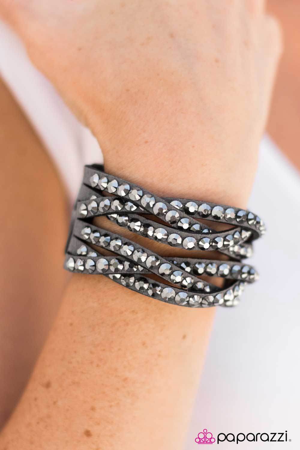 Rocket Power Silver and Hematite Braided Urban Wrap Snap Bracelet - Paparazzi Accessories- lightbox - CarasShop.com - Paparazzi Jewelry by Cara Jewels