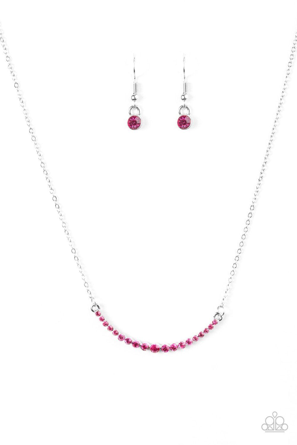 Rockin' Rhinestones Pink Necklace and matching Earrings - Paparazzi Accessories - free matching earrings -CarasShop.com - Paparazzi Jewelry by Cara Jewels