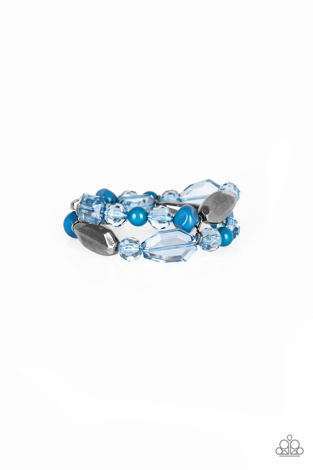 Rockin' Rock Candy Blue Bracelet - Paparazzi Accessories- lightbox - CarasShop.com - Paparazzi Jewelry by Cara Jewels