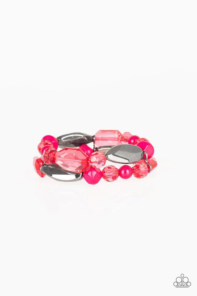 Rockin' Rock Candy Pink Bracelet - Paparazzi Accessories- lightbox - CarasShop.com - Paparazzi Jewelry by Cara Jewels