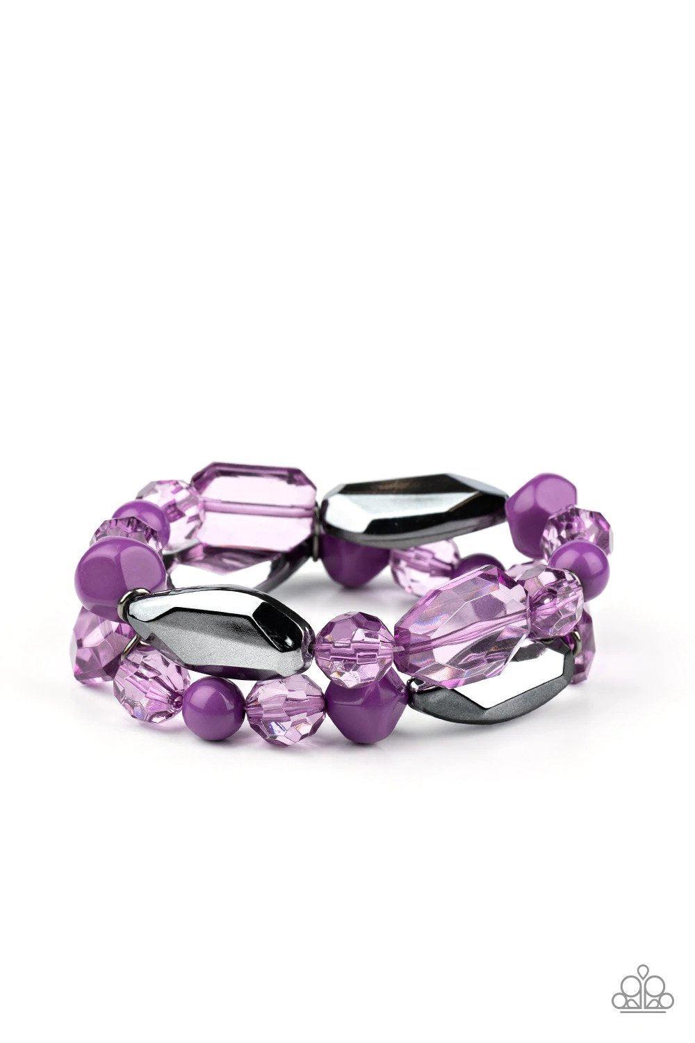 Rockin' Rock Candy Purple Bracelet - Paparazzi Accessories- lightbox - CarasShop.com - Paparazzi Jewelry by Cara Jewels