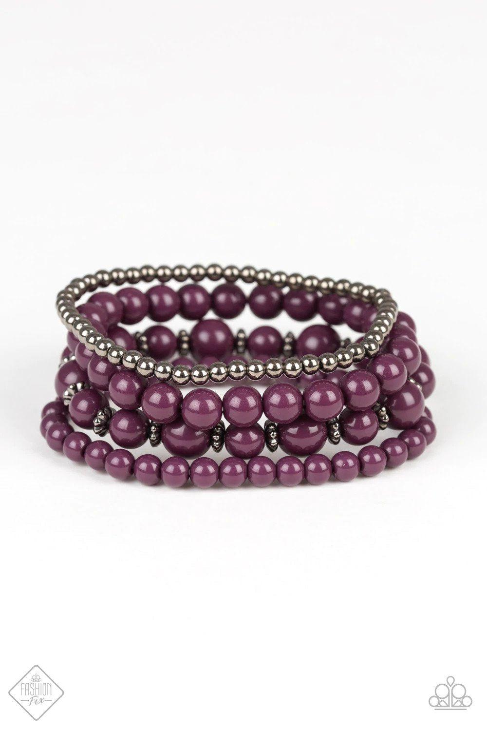 Rockin' Rococo Purple Bracelet - Paparazzi Accessories- lightbox - CarasShop.com - Paparazzi Jewelry by Cara Jewels