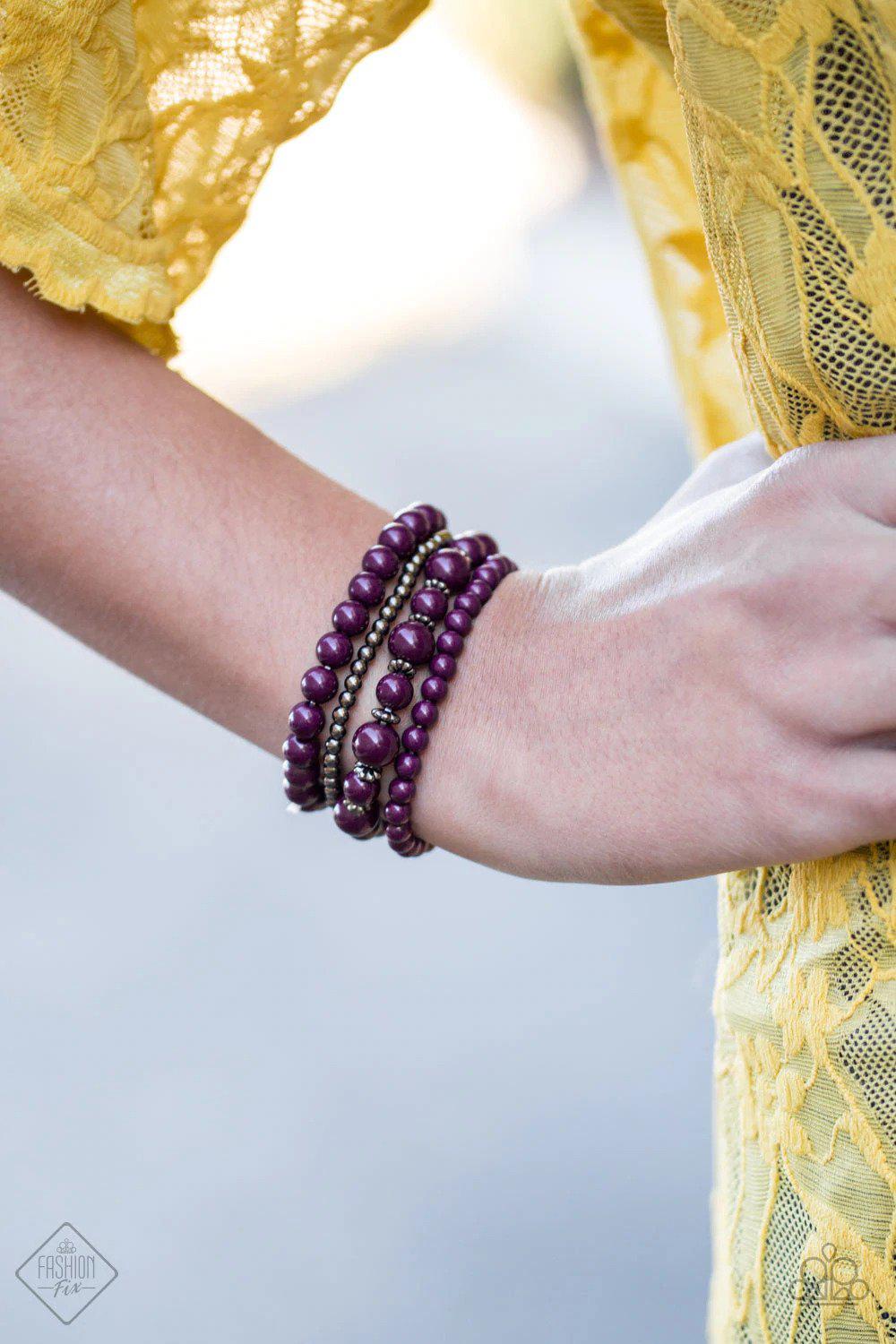 Rockin' Rococo Purple Bracelet - Paparazzi Accessories- lightbox - CarasShop.com - Paparazzi Jewelry by Cara Jewels