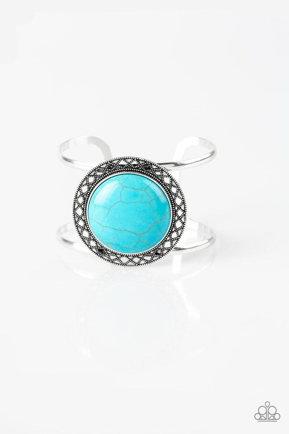 RODEO Rage Turquoise Blue Stone Cuff Bracelet - Paparazzi Accessories- lightbox - CarasShop.com - Paparazzi Jewelry by Cara Jewels
