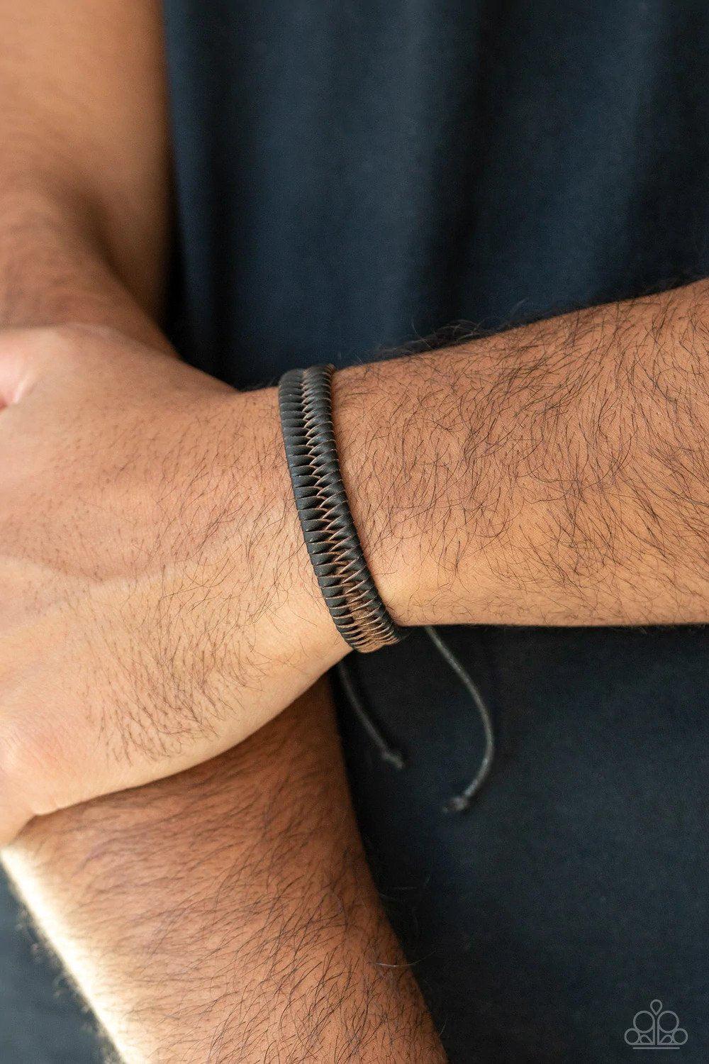 Rodeo Rally Black Bracelet - Paparazzi Accessories- on model - CarasShop.com - Paparazzi Jewelry by Cara Jewels