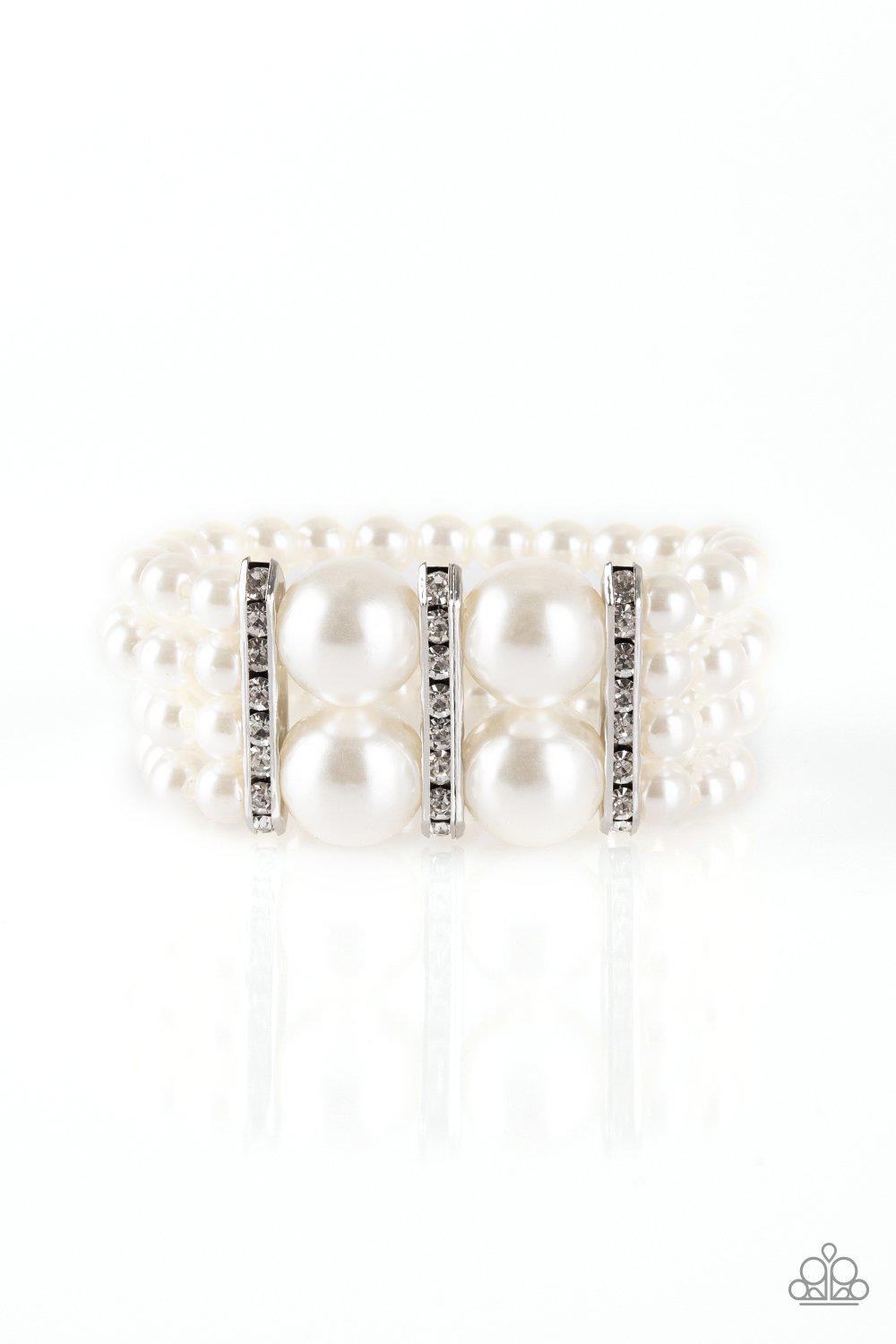 Romance Remix White Pearl Bracelet - Paparazzi Accessories- lightbox - CarasShop.com - Paparazzi Jewelry by Cara Jewels