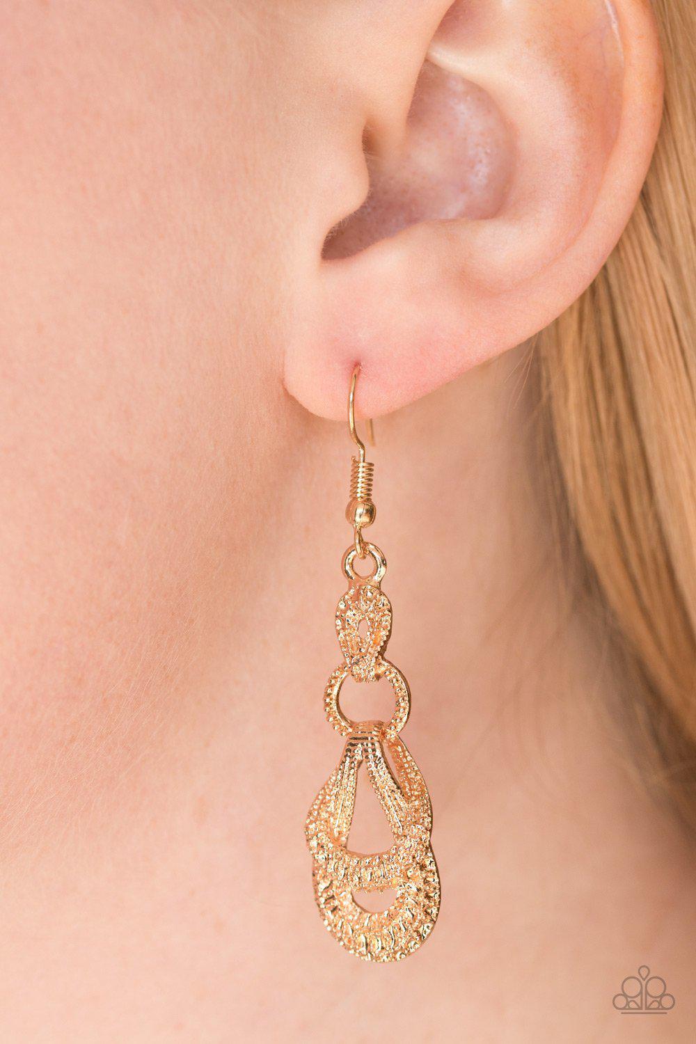 Romantic Radiance Gold Earrings - Paparazzi Accessories- lightbox - CarasShop.com - Paparazzi Jewelry by Cara Jewels