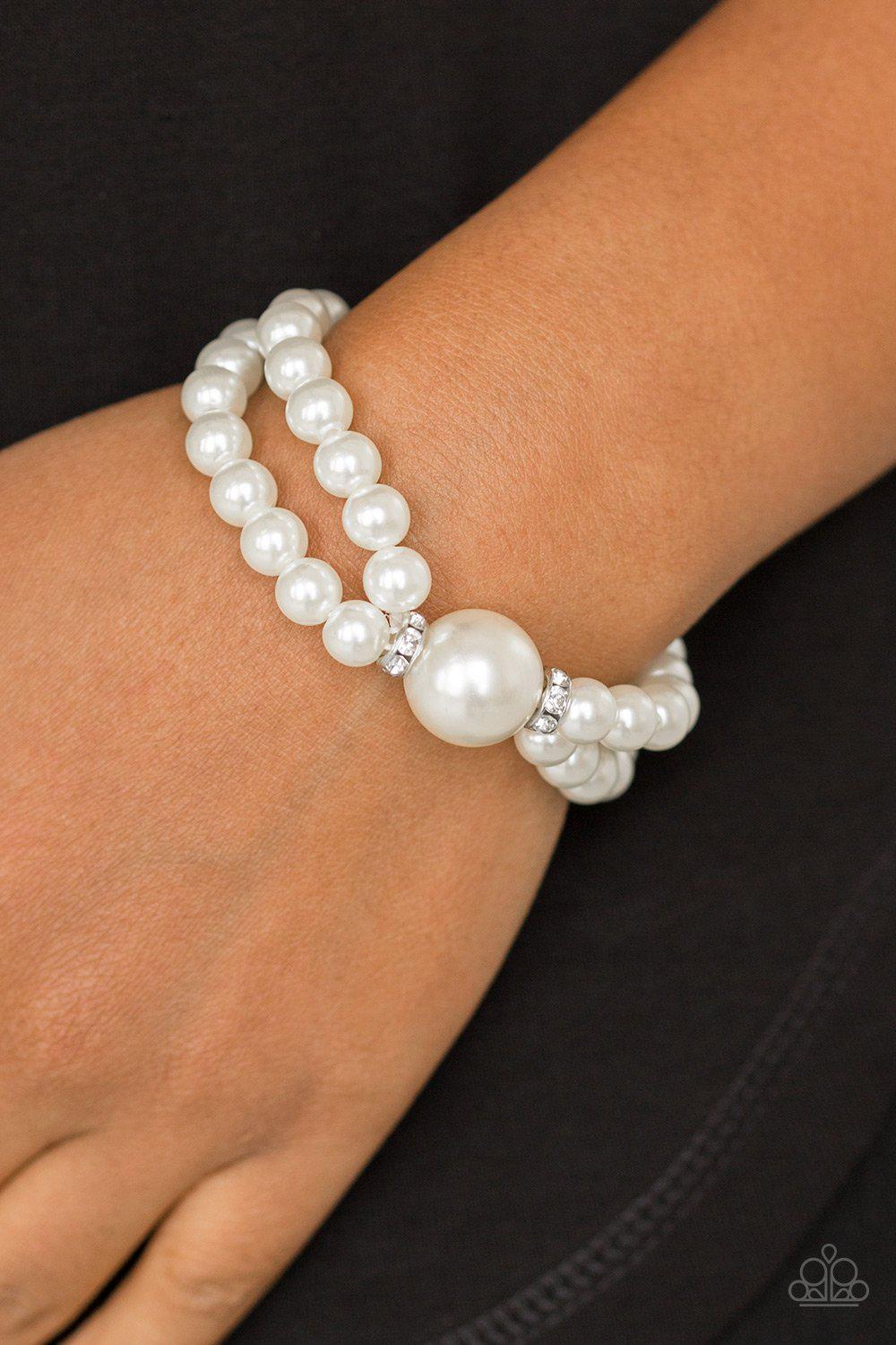 Romantic Redux White Bracelet - Paparazzi Accessories- lightbox - CarasShop.com - Paparazzi Jewelry by Cara Jewels